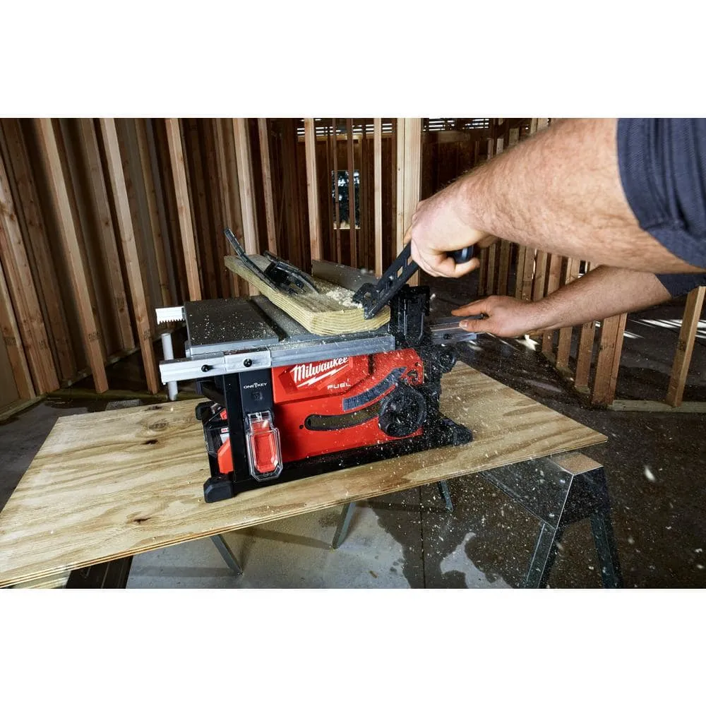 Milwaukee M18 FUEL ONE-KEY 18-Volt Lithium-Ion Brushless Cordless 8-1/4 in. Table Saw with Stand and 10 in. Miter Saw with Stand 2736-20-2734-20-48-08-0561-48-08-0551