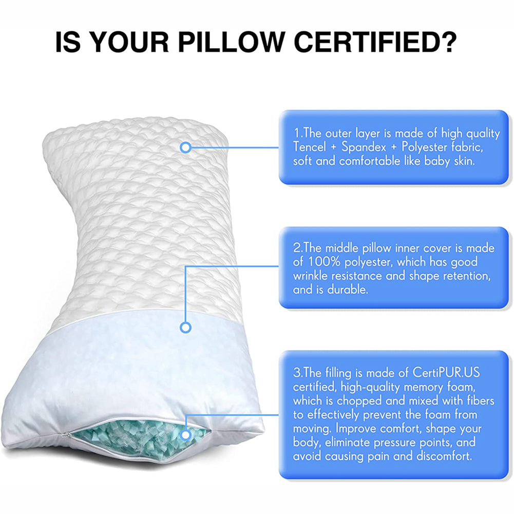 King Size Sleeping Bed Pillows - Adjustable Support Memory Foam Pillows for Back, Stomach and Side Sleeping, Cervical Pillows for Pain-Free Sleep - Certipur-Us/Oeko-Tex, (White)