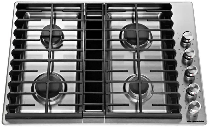 KitchenAid 30 Inch 4-Burner Gas Downdraft Cooktop - Stainless Steel