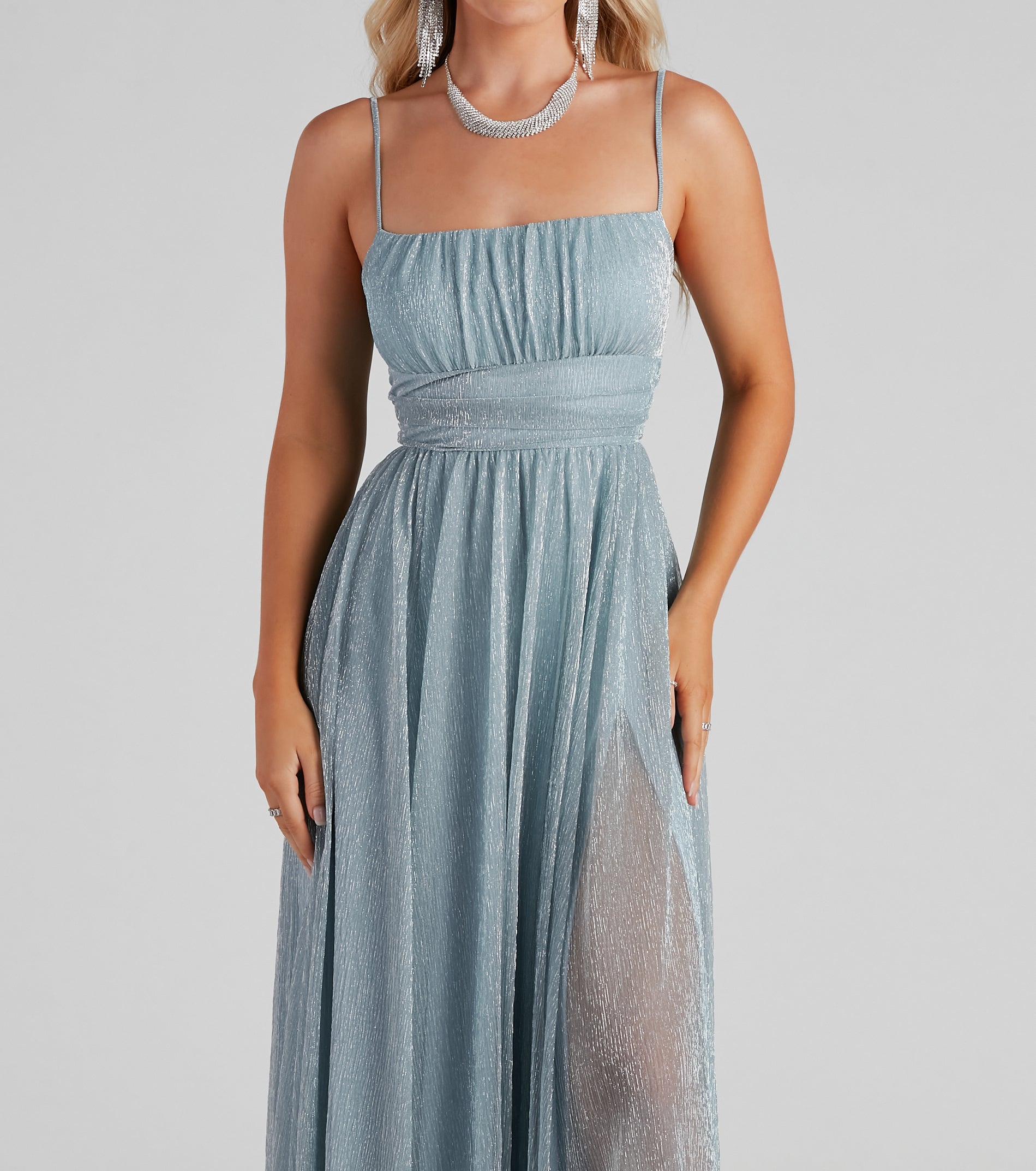 Adler Formal Metallic Sparkle A-Line Dress