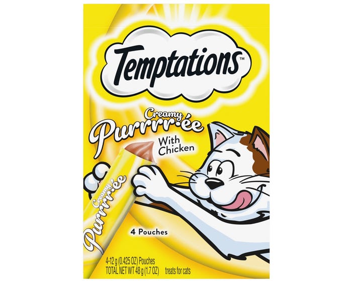 Temptations Creamy Puree with Chicken Lickable Cat Treats (4) - .42 oz Pouch