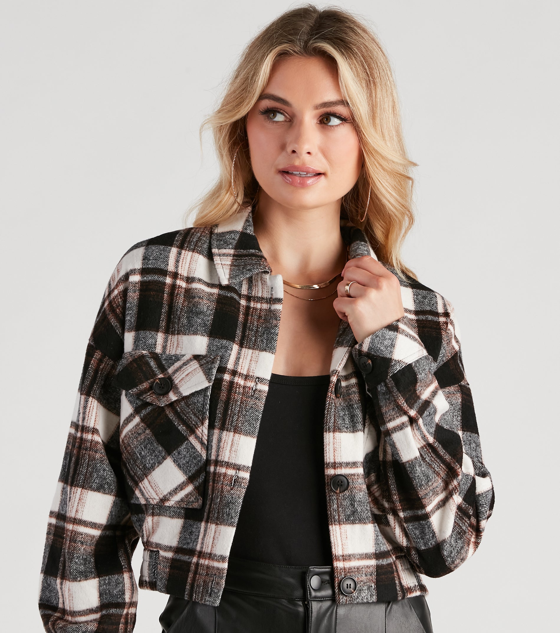 Love For Fall Plaid Cropped Shacket