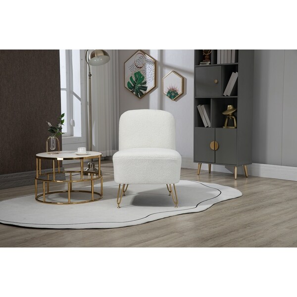 Velvet Accent Chair Leisure Single Reading Armless Chair， Gloss White