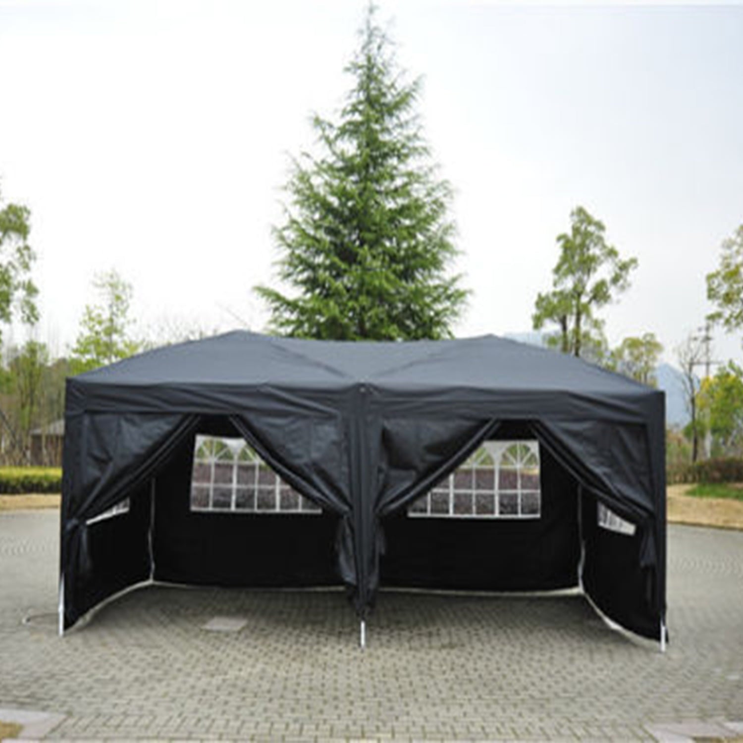 Zimtown 10'x20' Ez Pop up Wedding Party Tent Canopy 6 Sides Black