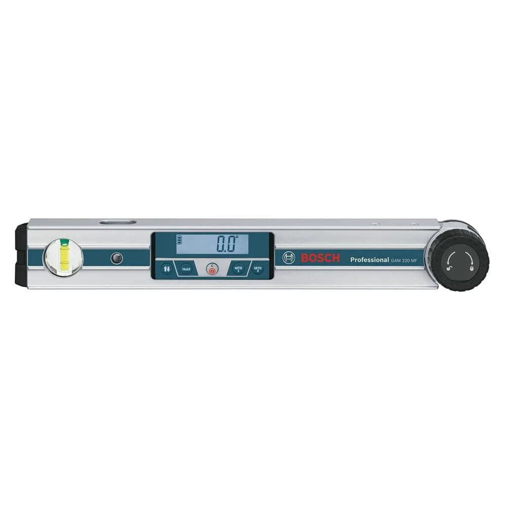 Bosch Miter Finder Digital Angle Finder Features Miter Cut Calculator, Protractor and Level with Carrying Case GAM 220 MF
