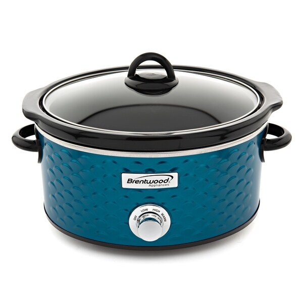 Brentwood Scallop Pattern 4.5 Quart Slow Cooker in Blue - - 33685246