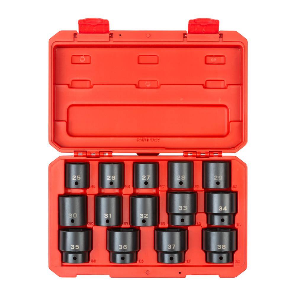 TEKTON SID92325 25 mm to 38 mm 1/2 in. Drive 6-Point Impact Socket Set (14-Piece)