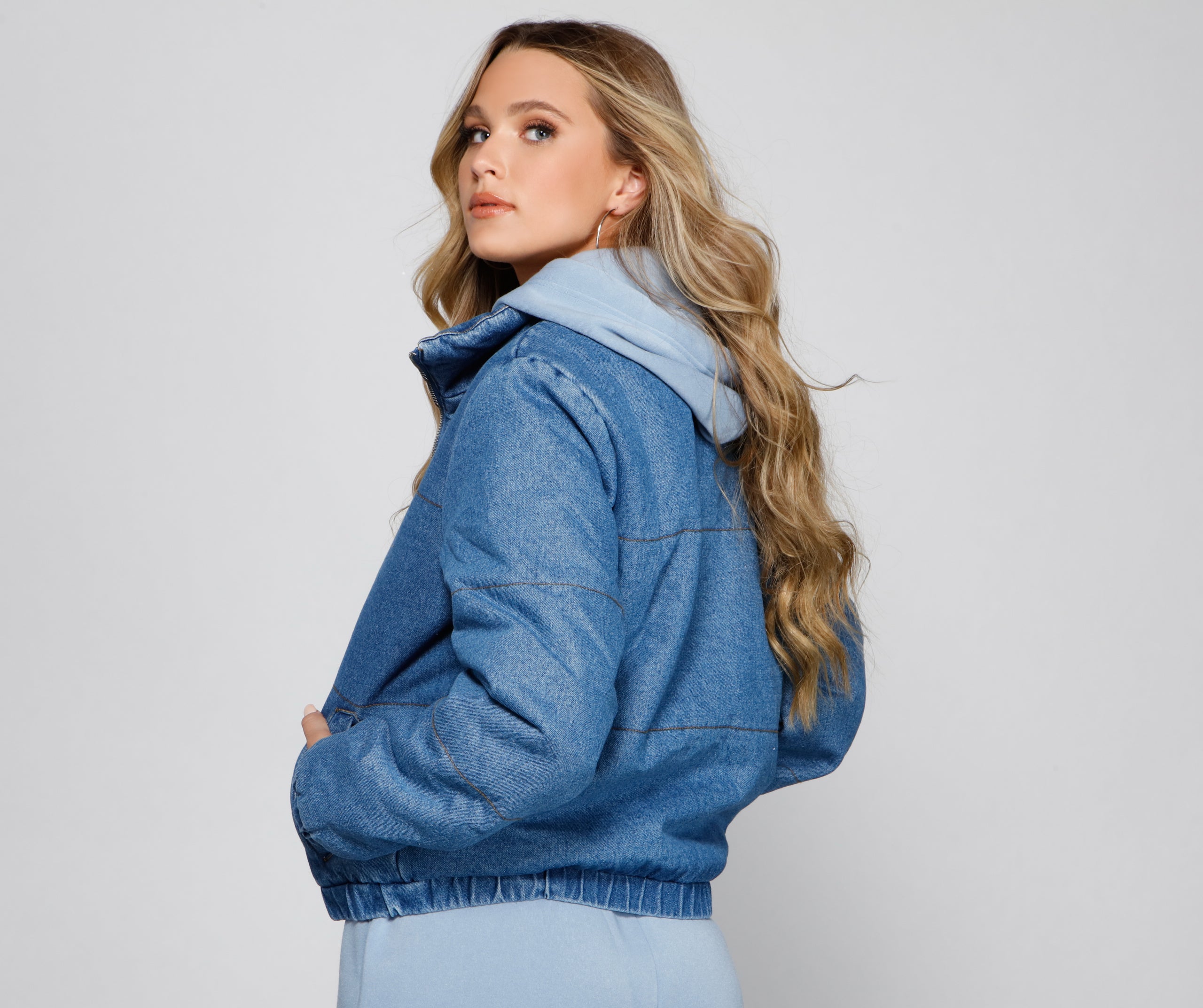 Stylish Layers Denim Puffer Jacket