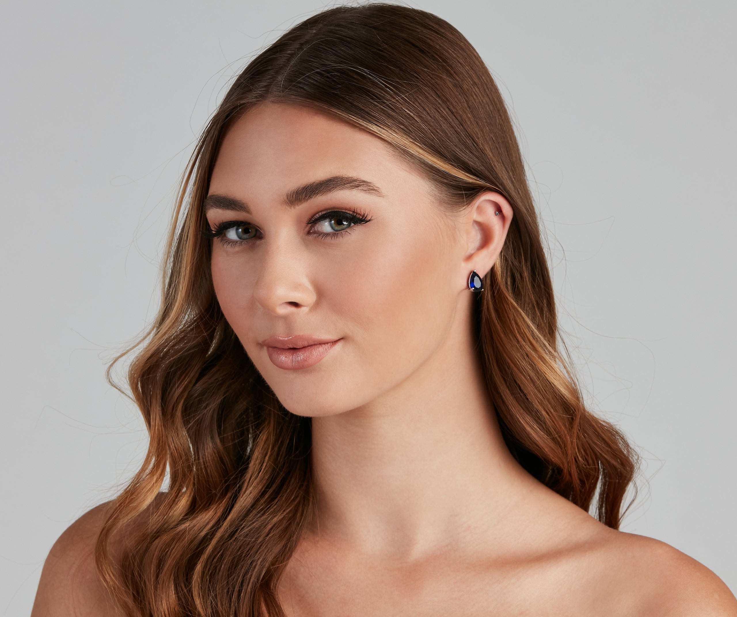 Flawless Cubic Zirconia Teardrop Stud Earrings
