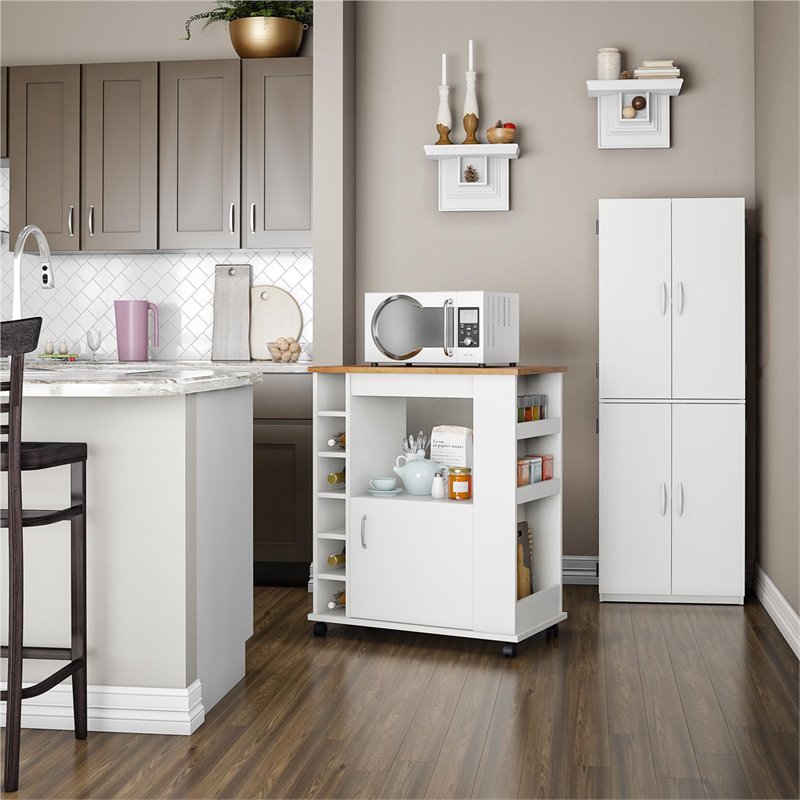 Pemberly Row Traditional Kitchen Cart in White