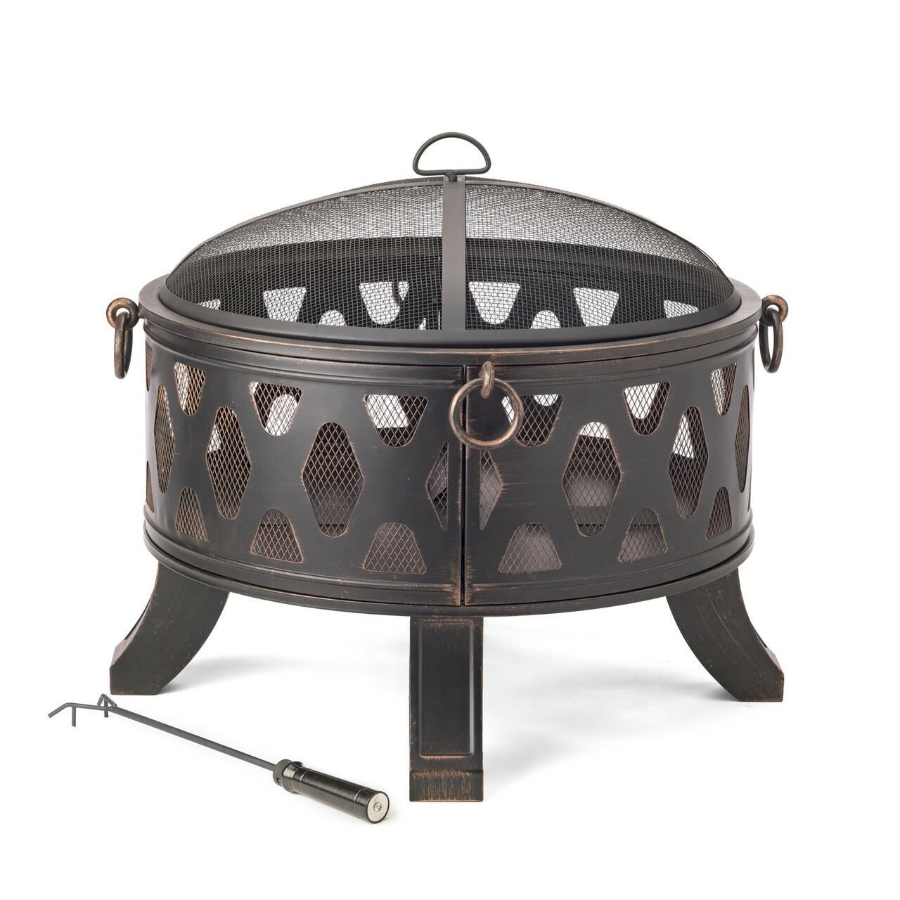 HomeRoots Rustic Brushed Black and Bronze Steel Wood Burning Fire Pit