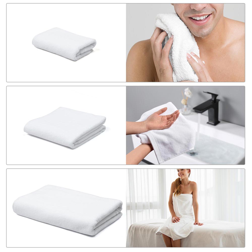 Yescom 3Pcs Bathtub Towel Sets Bath Hand Face Towels, White