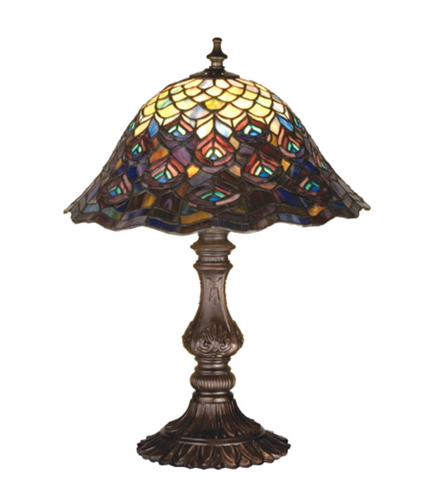 Meyda  67885 Stained Glass /  Accent Table Lamp From The Peacock Collection