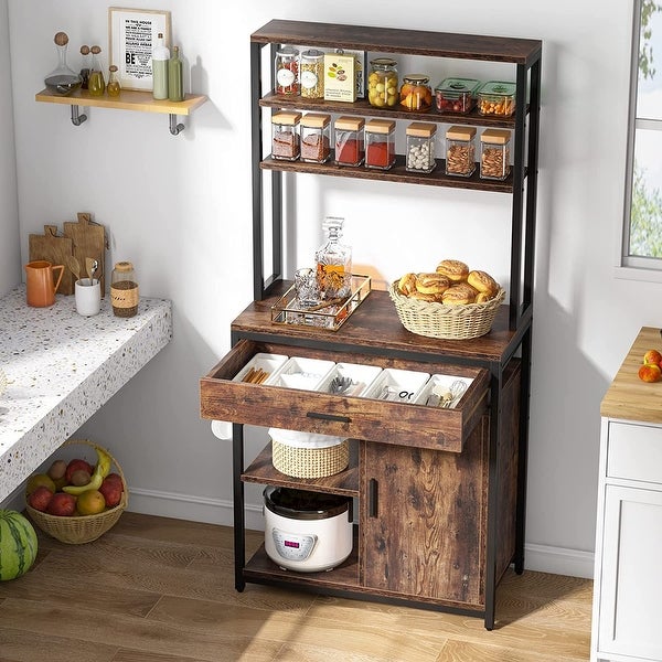 6-Tier Kitchens Bakers Racks with Cabinet and Drawer - - 36368795