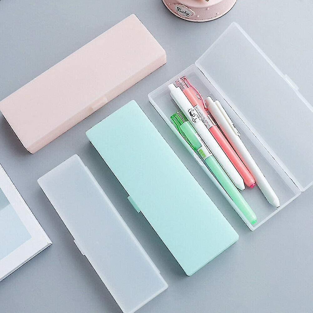 5 Pack Plastic Pencil Case， Pen Pencil Box， Pen Holder Box Organizer， School Supplies Pencil Box(mint Green， Large)