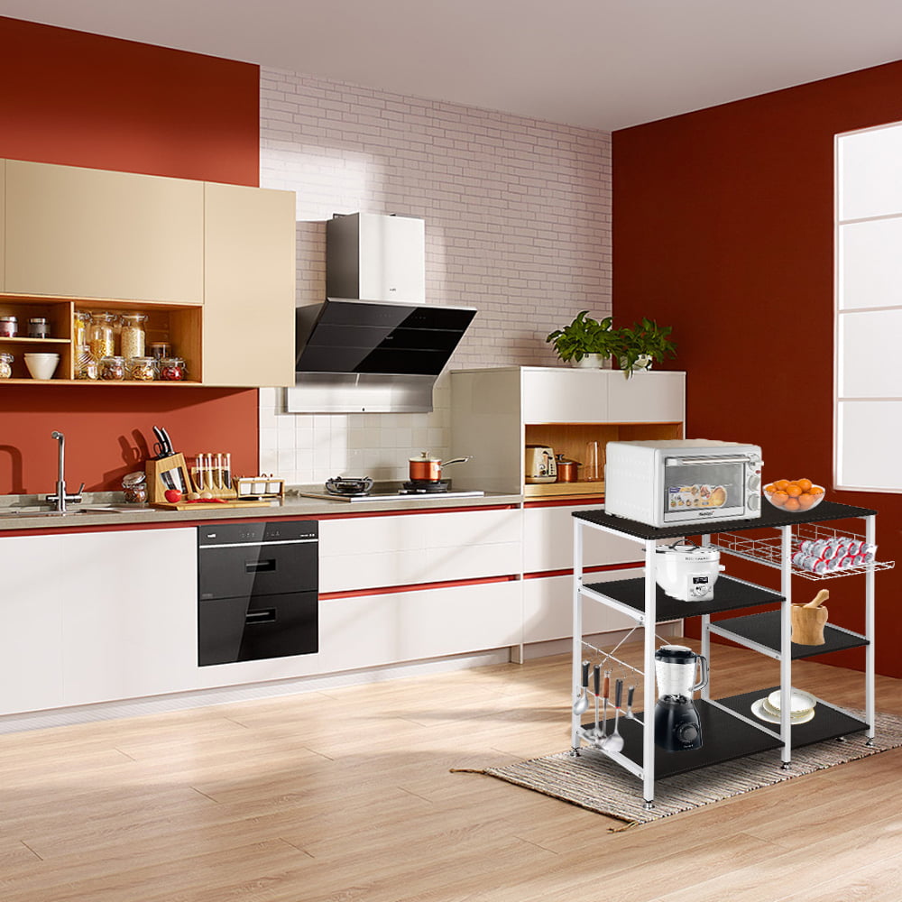 Modern Simple Fashion 3-Tier Kitchen Baker's Rack Utility Storage Shelf Microwave Stand Dark Brown