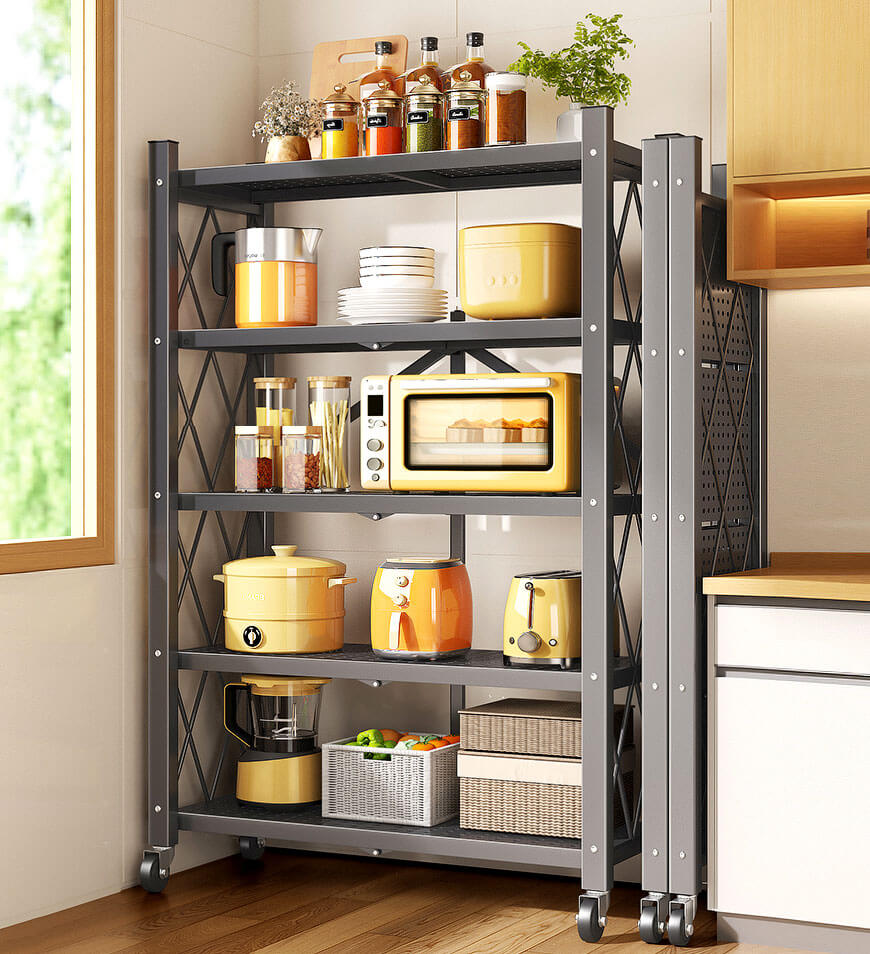🔥LAST DAY 70% OFF🔥Heavy Duty Foldable Metal Organizer Shelves with Wheels