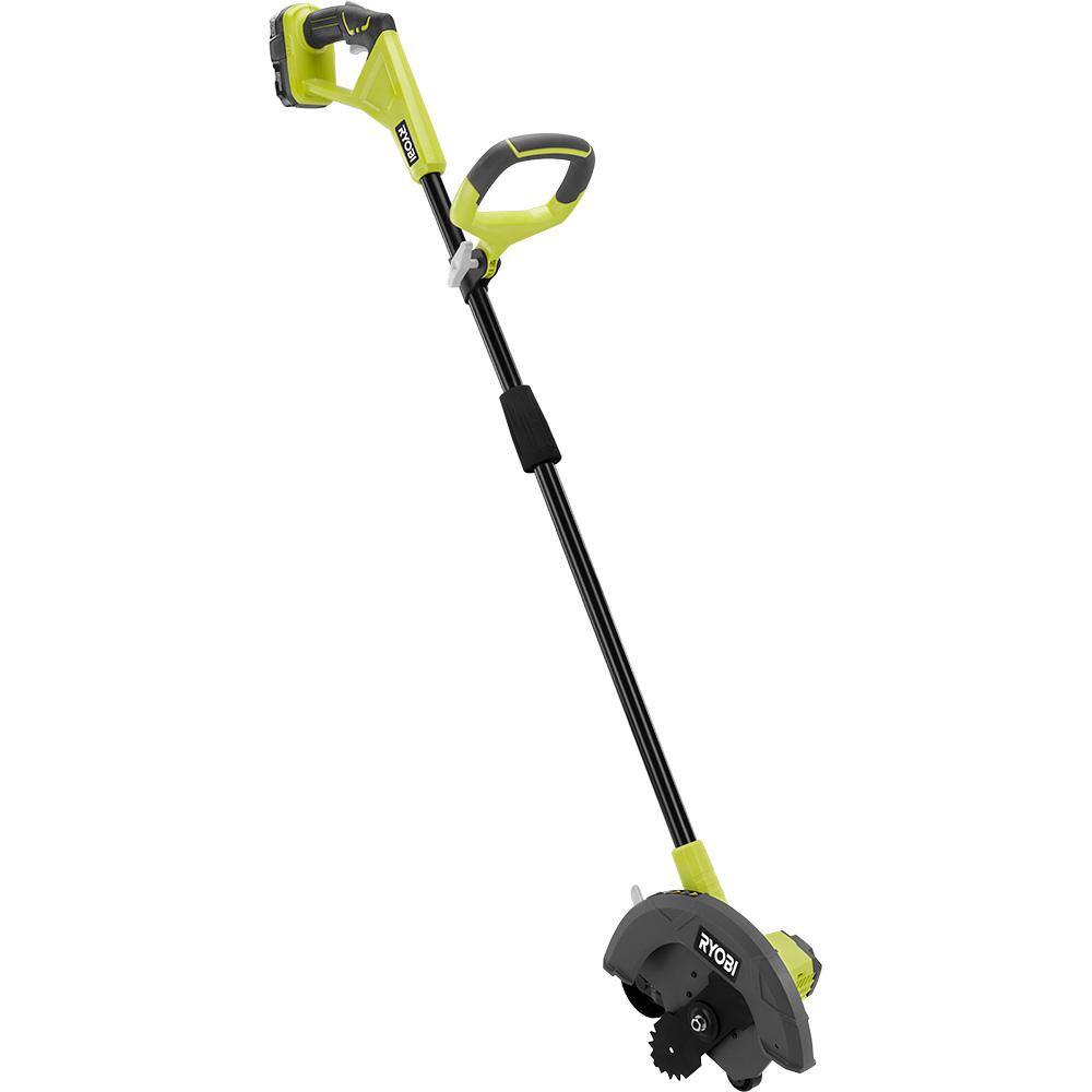 RYOBI ONE+ 18V Cordless Battery Edger with Extra Edger Blade， 2.0 Ah Battery and Charger