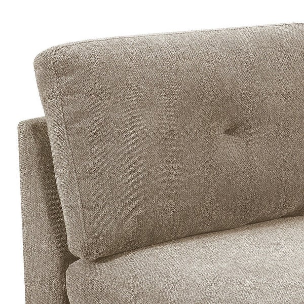 Fabric Armless Chair with Tufted Back Pillow， Gray