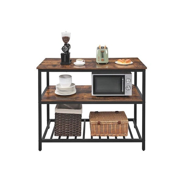 VASAGLE ALINRU Kitchen Island with 3 Shelves， Kitchen Shelf with Large Worktop， Stable Iron Structure - - 36910714
