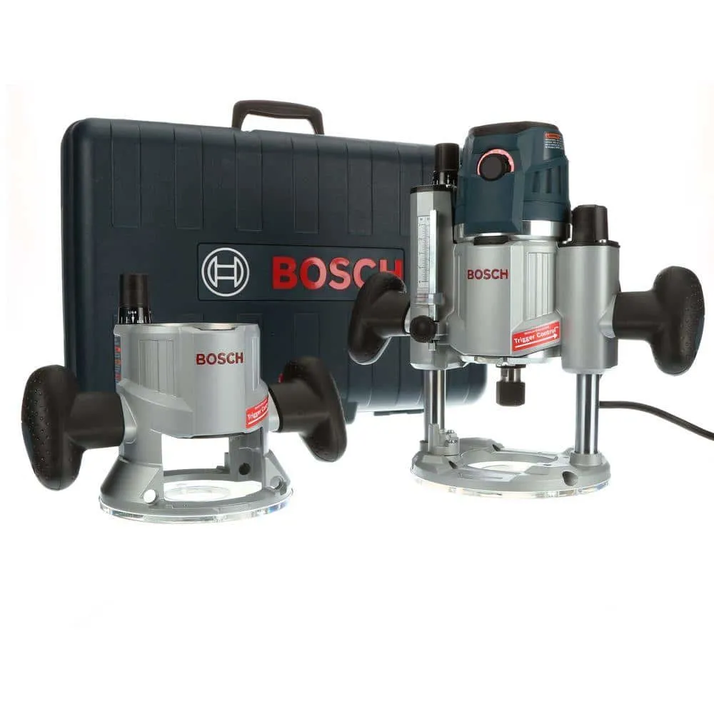Bosch 15 Amp Corded Variable Speed Combination Plunge & Fixed-Base Router Kit with Hard Case MRC23EVSK