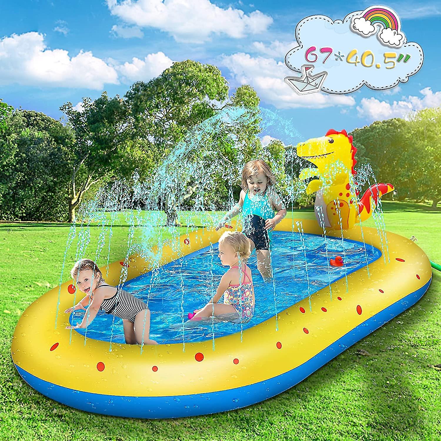 Paddling Pools For Kids Inflatable Sprinkler Mat Swimming Pool For Toddlers Age 3+ And Splash Pad Wading Pool For Fountain Games ， Summer Backyard Gar