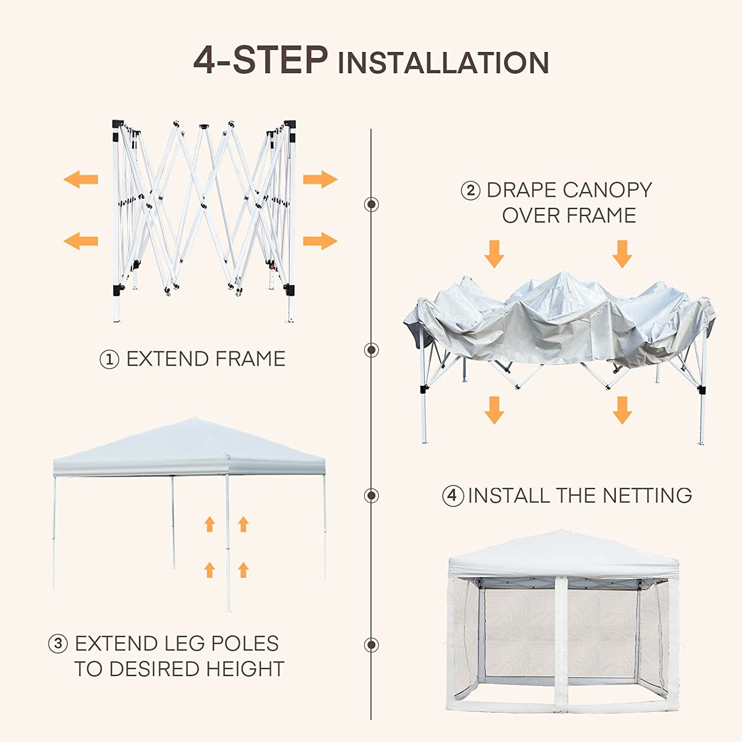 Arlopu 10' x 10' Pop up Canopy Tent with Mosquito Netting Screen Outdoor Folding Gazebo Camping Shelter