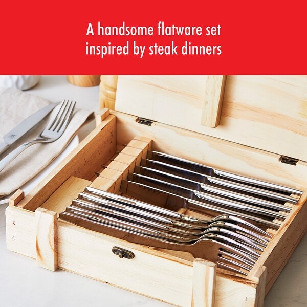 ZWILLING Steak Dinner 12-Piece Set includes forks and steak knives， Gift Set， with Presentation Box - Silver - 12-pc