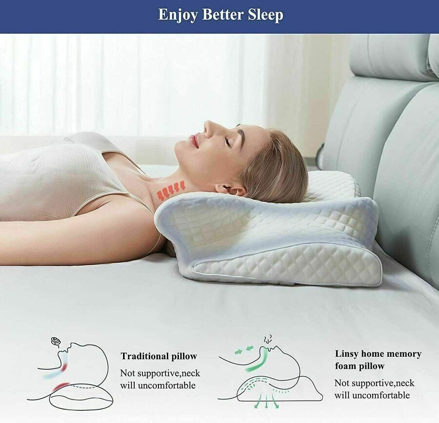 Memory Foam Pillow Cervical Neck & Shoulder Contour for Side Sleepers