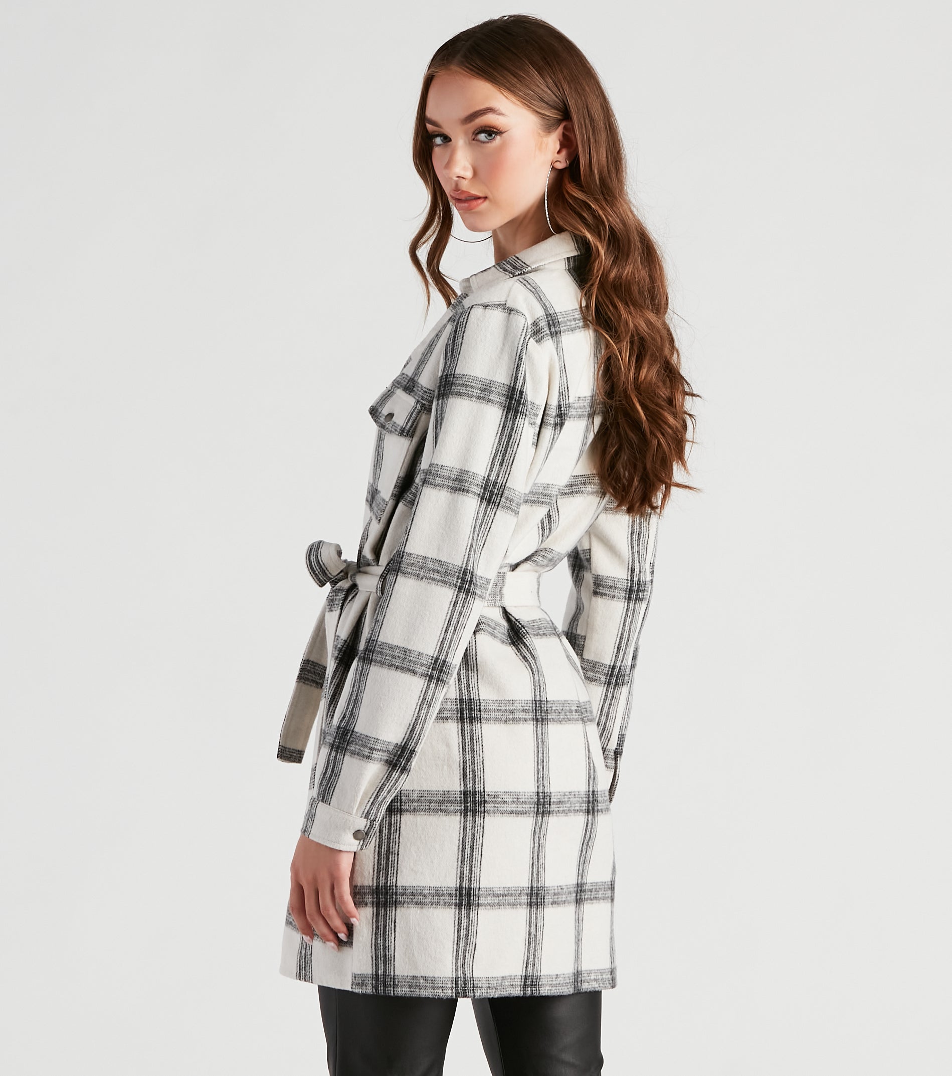 Girl On The Go Flannel Trench Coat