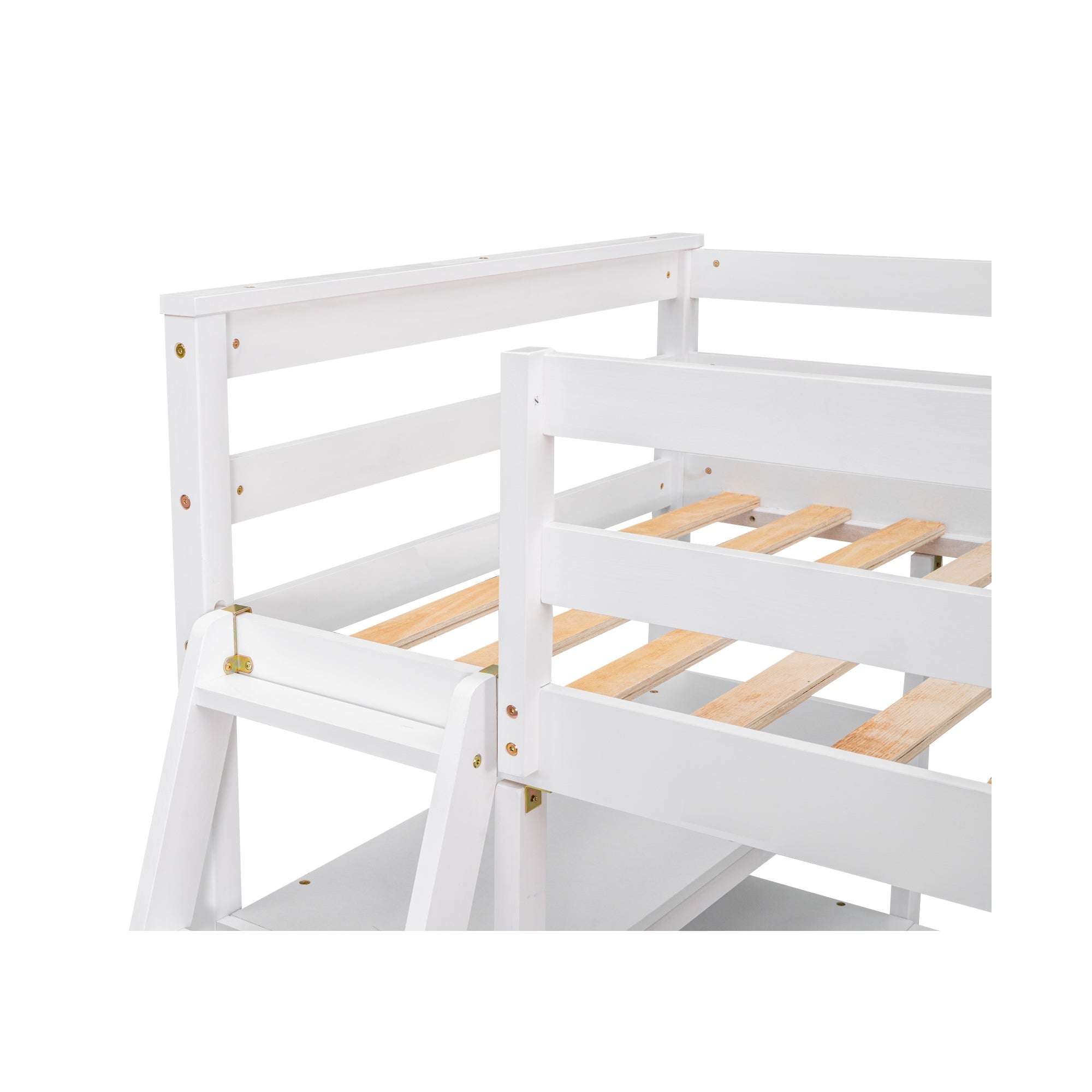 Euroco Twin Loft Bed with Desk for Child, White