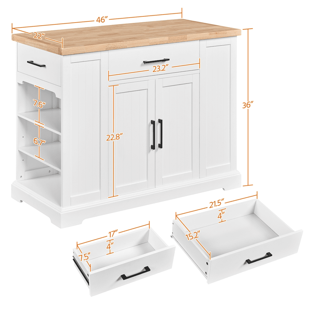 Yaheetech 36'' H Wooden Kitchen Island with Drawer for Kitchen， White