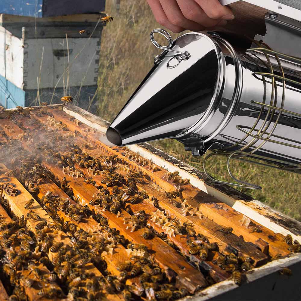 Yescom 11 in Bee Hive Smoker Stainless Steel w/ Heat Shield Beekeeping