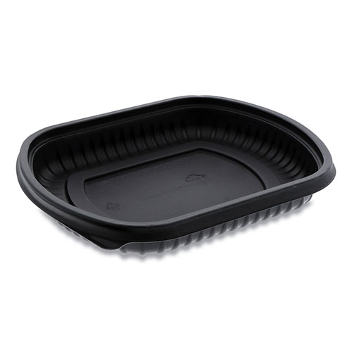 Pactiv EarthChoice ClearView MealMaster Container | 16 oz， 8.13 x 6.5 x 1， 1-Compartment， Black， 252