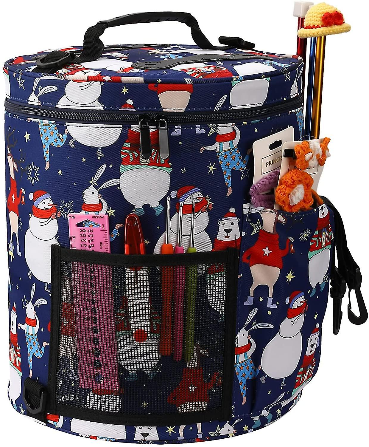 Knitting Bag， Crochet Projects Bag， Knitting Bags For Wool And Needles Storage， Wool Storage Bag， Yarn Holder Knitting Organizers ， Snowman