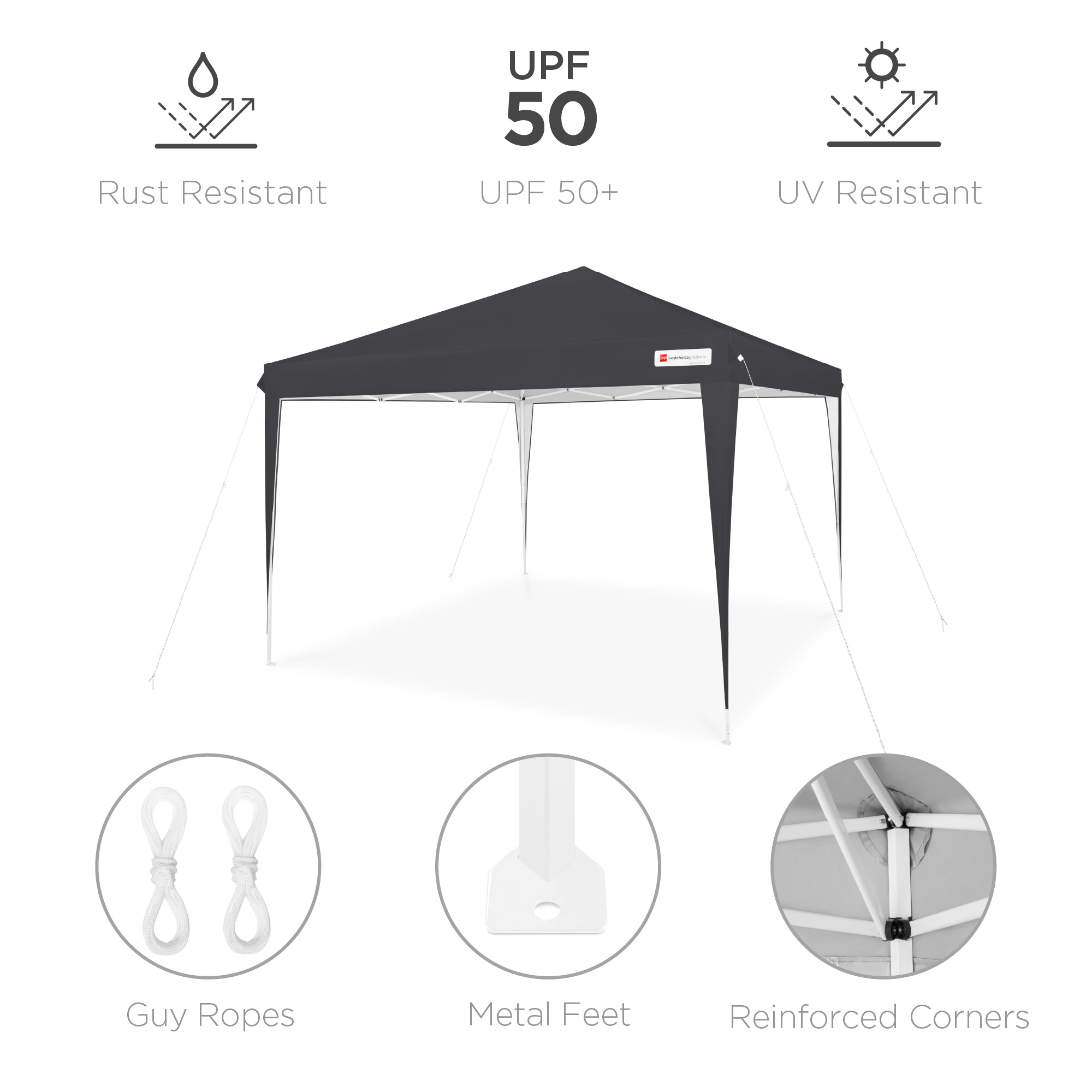 Best Choice Products Outdoor Portable Adjustable Instant Pop Up Gazebo Canopy Tent w/ Carrying Bag, 10x10ft - Black
