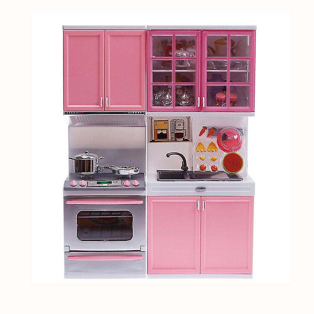 Xmas Mini Kids Kitchen Pretend Play Cooking Set Cabinet Stove Girls Toy