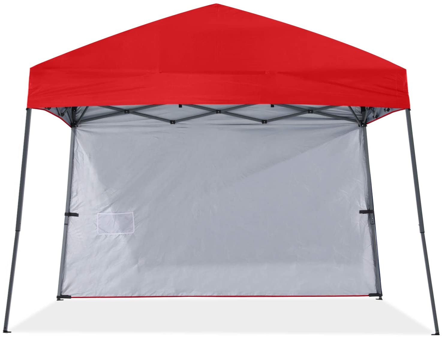 ABCCANOPY 8 ft x 8 ft Outdoor Pop up Slant Leg Canopy Tent with 1 Sun Wall and 1 Backpack Bag - Red