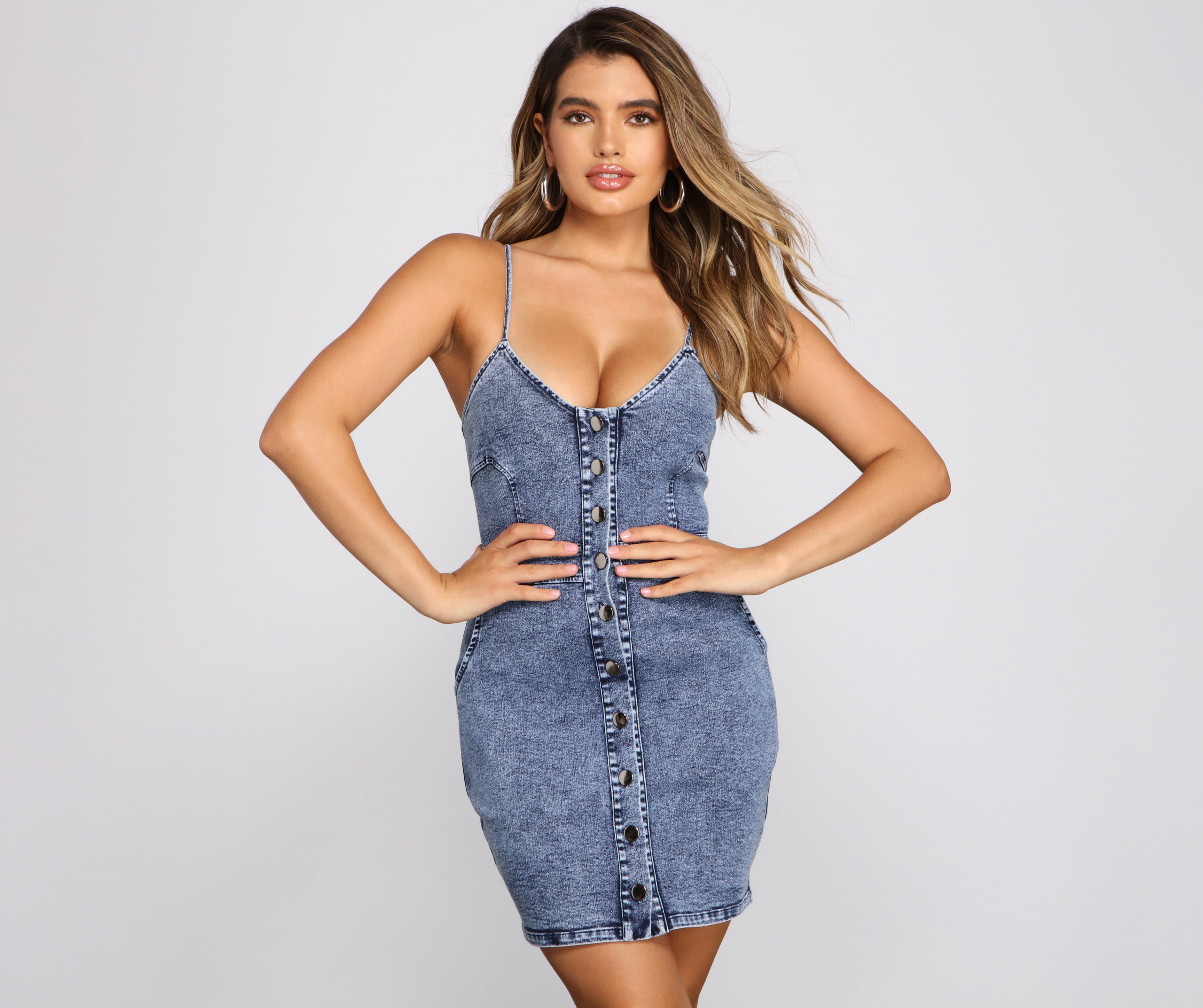 Denim Days Button Up Mini Dress