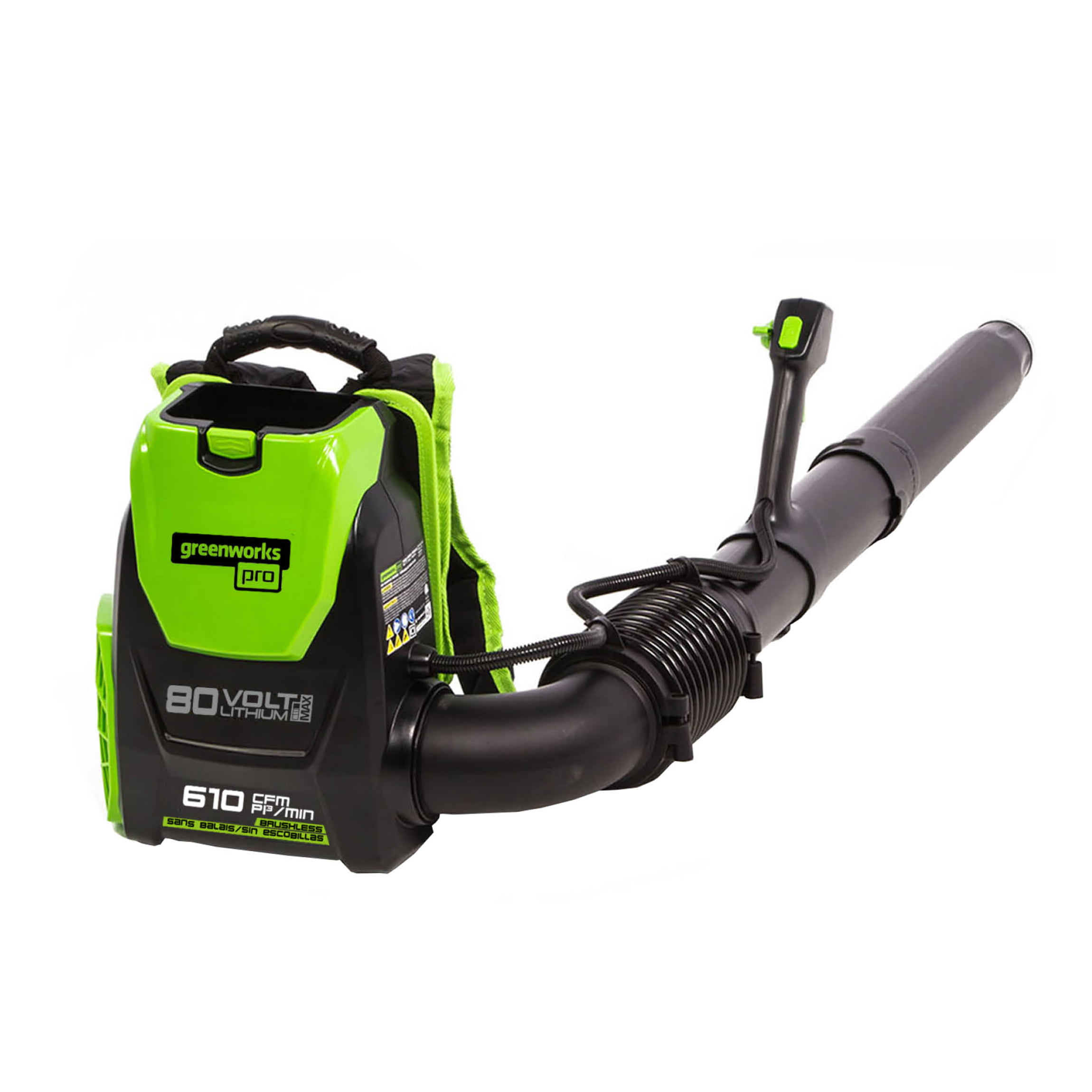 Greenworks 80V 580 CFM Cordless Brushless Backpack Blower， Battery Not Included， 2403802