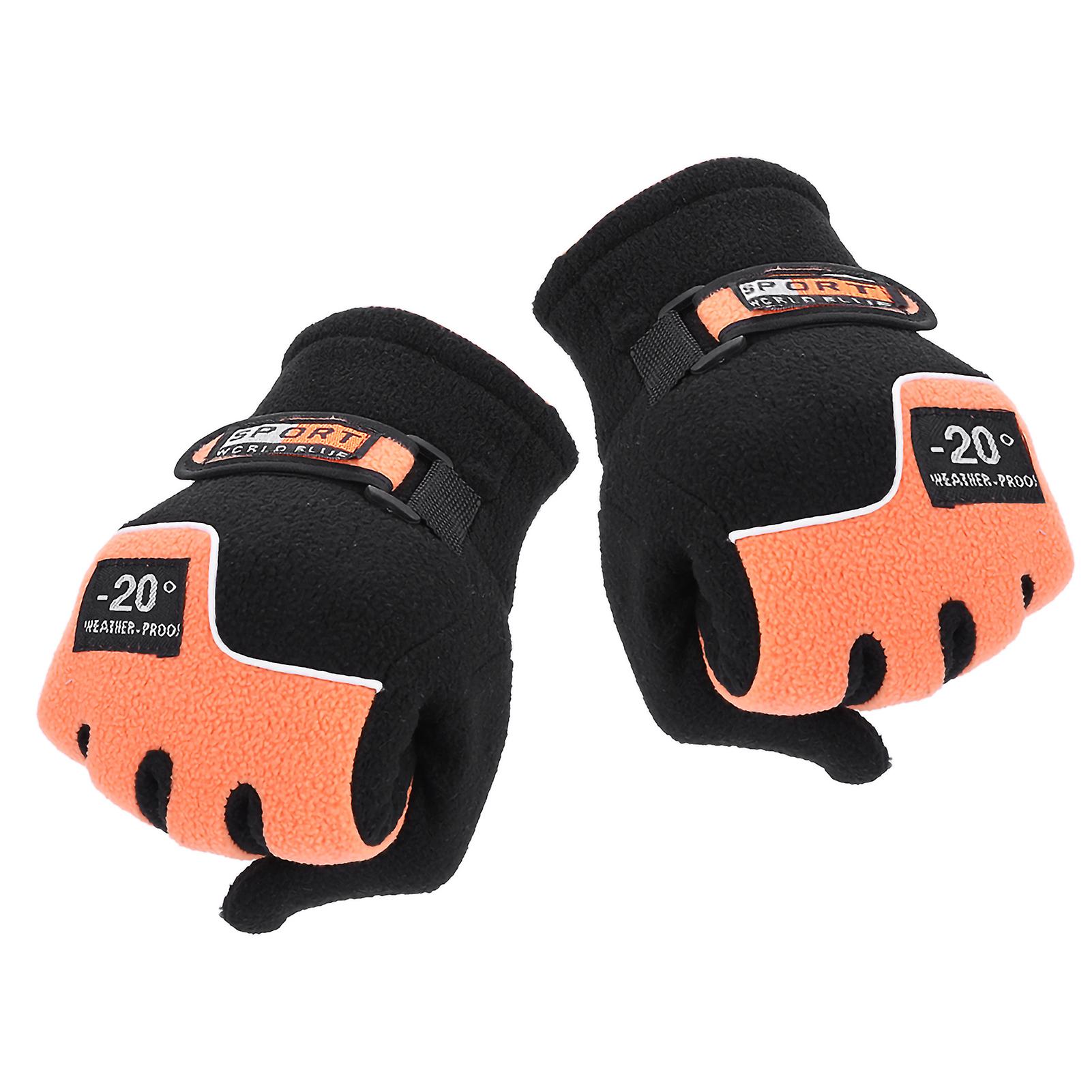 1 Pair Winter Windproof Warm Full Finger Glove For Outdoor Skiing Cycling Sports(women Orange)