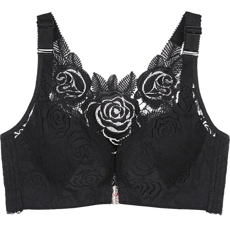 (🔥2022 NEW YEAR PROMOTION🔥) Rose Embroidery Front Closure Wirefree Bra🧡