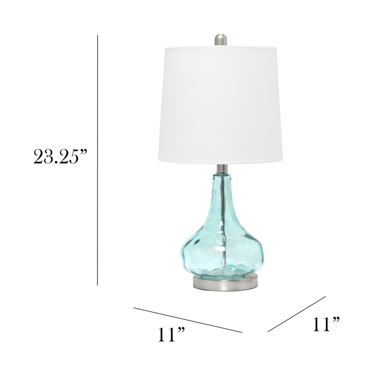 Lalia Home Rippled Glass Table Lamp with Fabric Shade -  Blue
