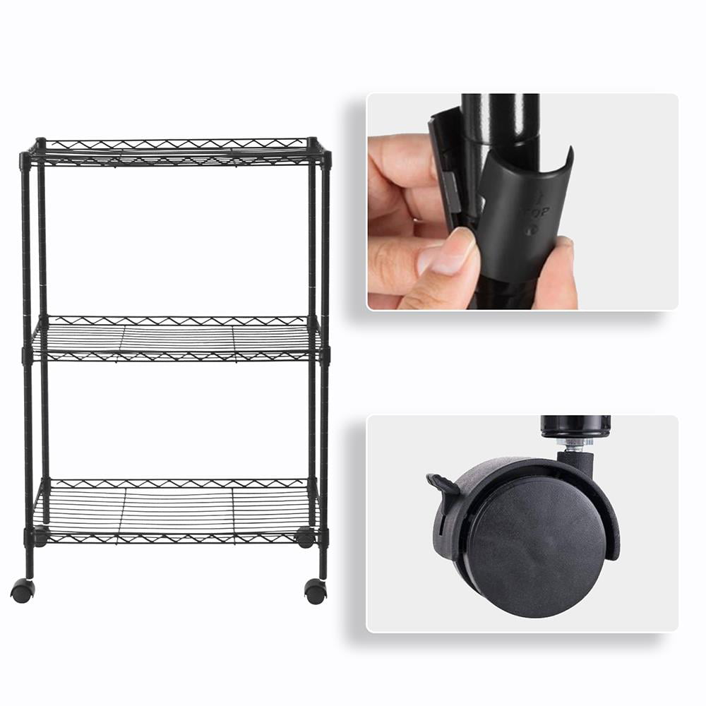 Ktaxon 3-Shelf Rolling Cart， Garage Kitchen Storage Rack with Locking Wheels， 20