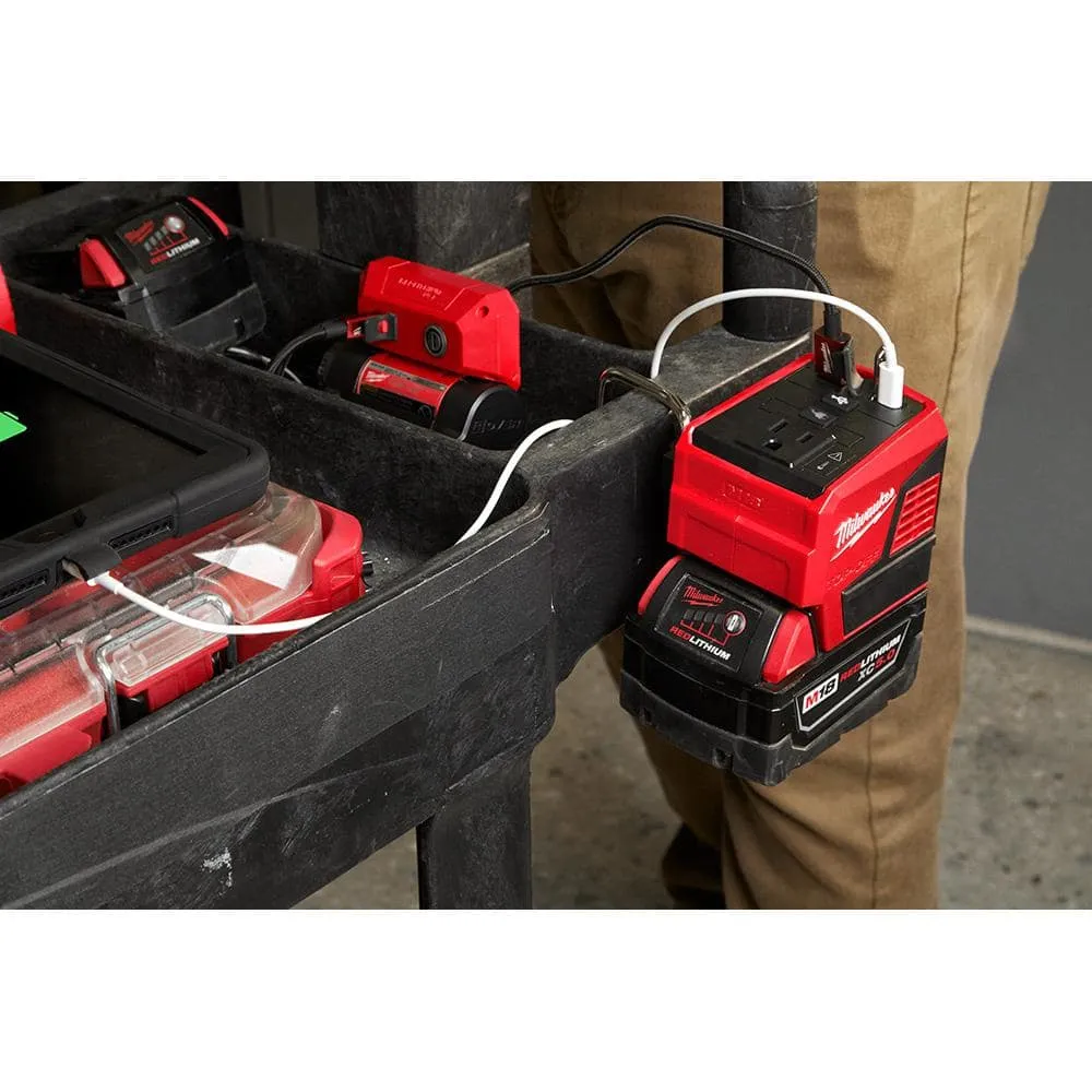 Milwaukee M18 18-Volt Lithium-Ion 175-Watt Powered Compact Inverter for M18 Batteries with (2) M18 HIGH OUTPUT 6.0 Ah Batteries 2846-20-48-11-1862