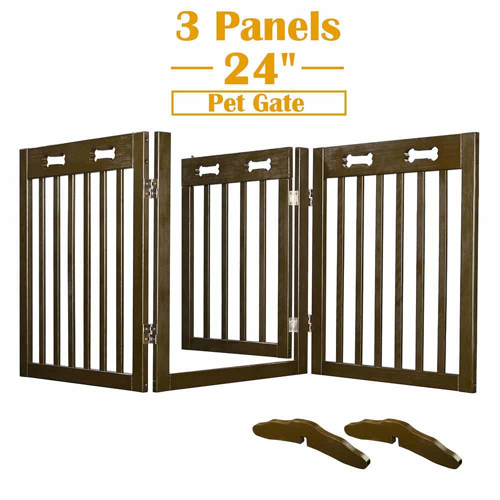 Yescom 3-Panel Folding Wood Pet Gate Grate Baby Barrier 60x24in