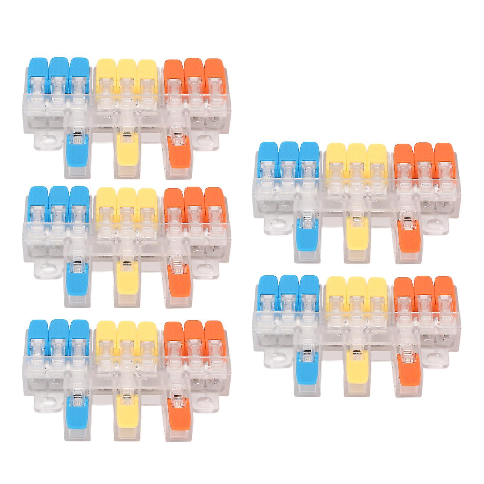 5Pcs Lever Wire Connectors Kit 3 to 9 Quick Wiring Cable Connector Push in Conductor Terminal Block 41A 450V