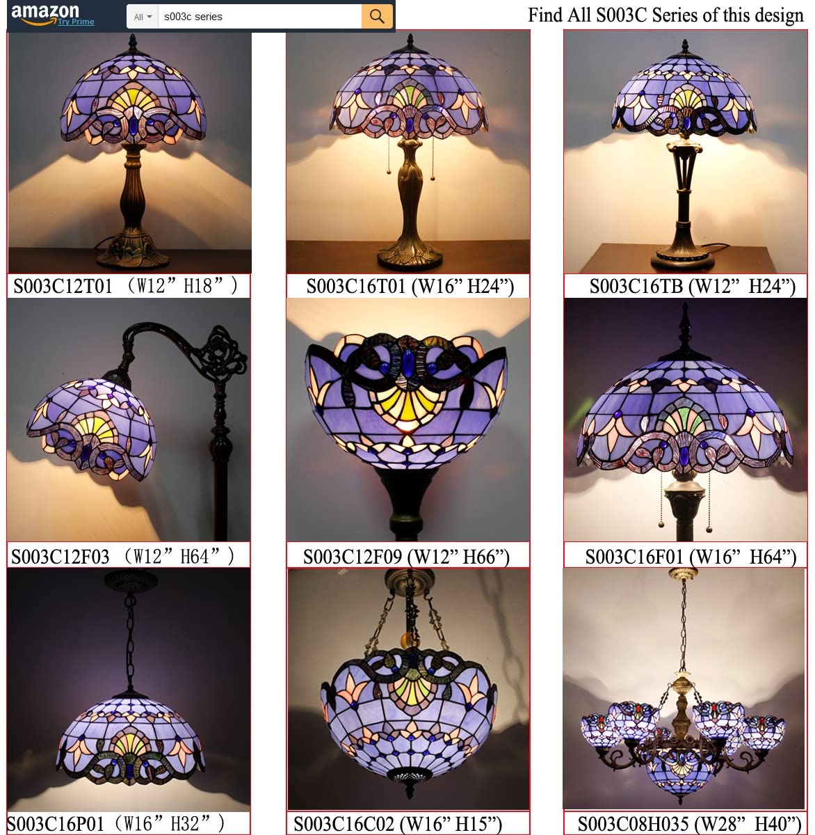 BBNBDMZ  Floor Lamp Blue Purple Baroque Stained Glass Light 12X12X66 Inch Pole Torchiere Standing Corner Torch Uplight Decor Bedroom Living Room  Office S003C Series