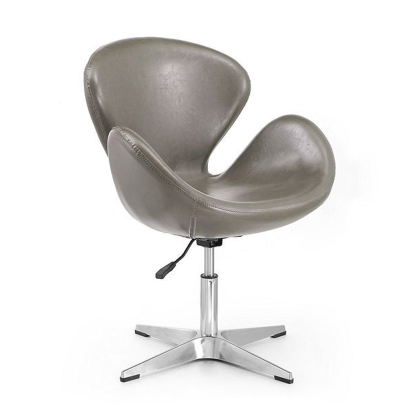 Manhattan Comfort Raspberry Chrome Wool Blend Adjustable Swivel Chair
