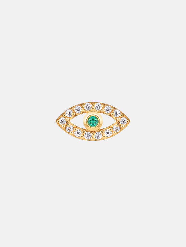 Emerald Eye Sparkle Ear Studies in Gold